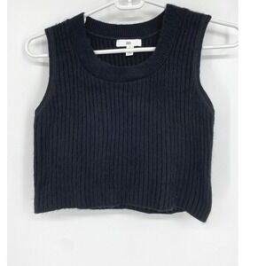 BP Ribbed Knit Sleeveless Top Cropped Tank Top Black‎ Womens S